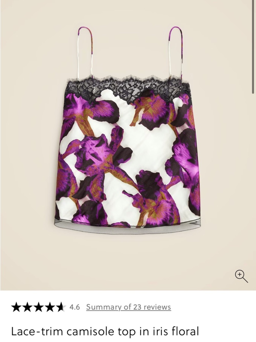 Lace-Trim Camisole Top in Iris Floral - Purple/White